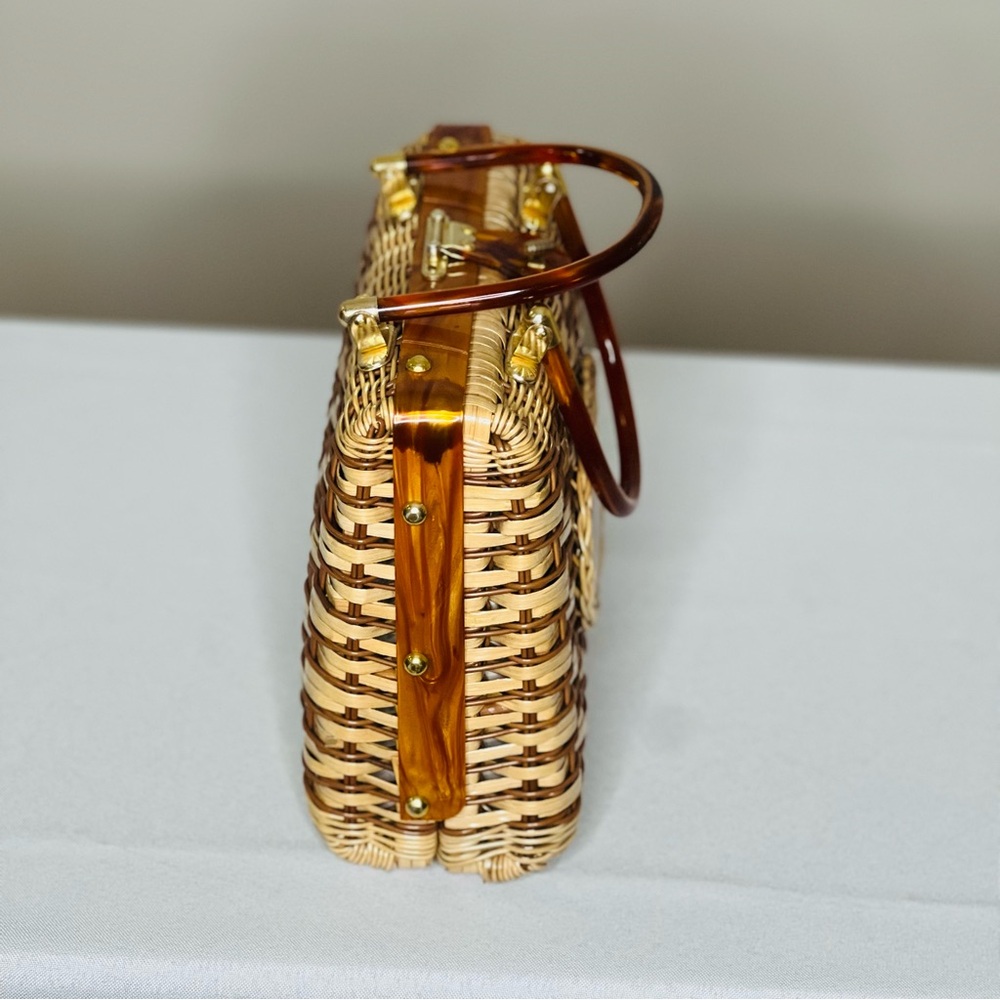 Vintage Woven Straw Purse Handmade in British HongKong circa 1950’s/60’s - Picture 4 of 13